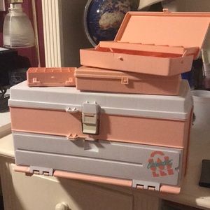 Vintage Caboodles California lot 3 Tier Pink White Throwback y2k retro storage